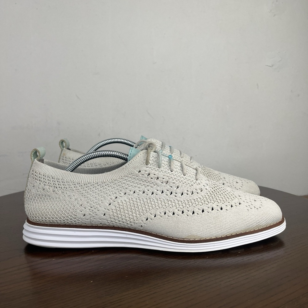 Cole Haan Original Shoes Women's 9 Gray Knit Stitchlite Wingtip Oxford Sneakers - Picture 4 of 16